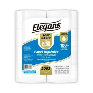 PAPEL HIGIÊNICO ELEGANS SOFT 8 ROLOS 300M X 10CM ¿ R:2053