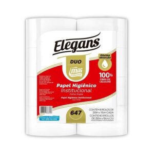 PAPEL HIGIÊNICO ELEGANS DUO 8 ROLOS 250M X 10CM ¿ R:647