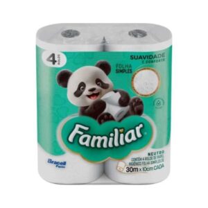 PAPEL HIGIÊNICO FOLHA DUPLA FAMILIAR - 4 ROLOS X 1 UN