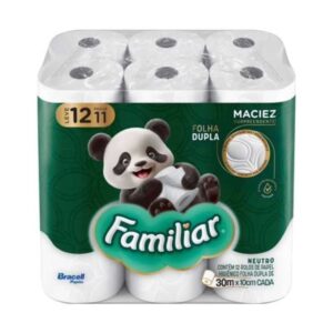 PAPEL HIGIÊNICO FOLHA DUPLA FAMILIAR - 12 ROLOS X 30M